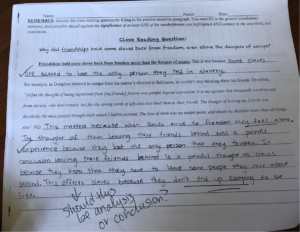 Focal student's first writing sample